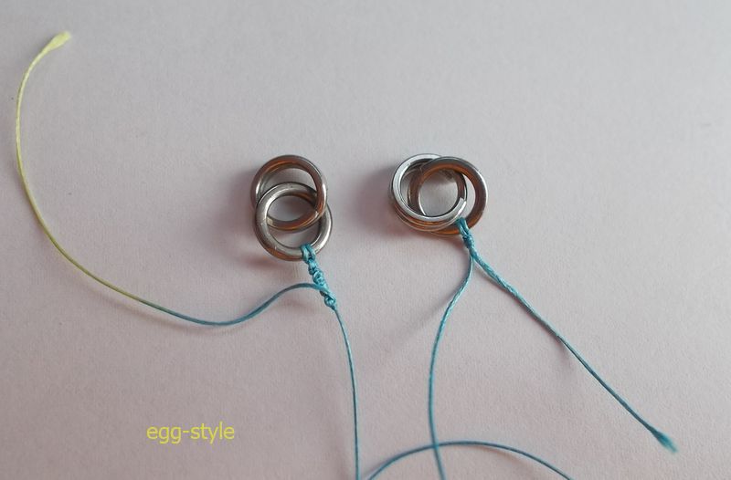 PE3号 左がイモムシノット、右が完全結び